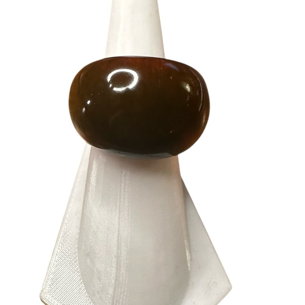 Vintage Brown Lucite Dome Ring